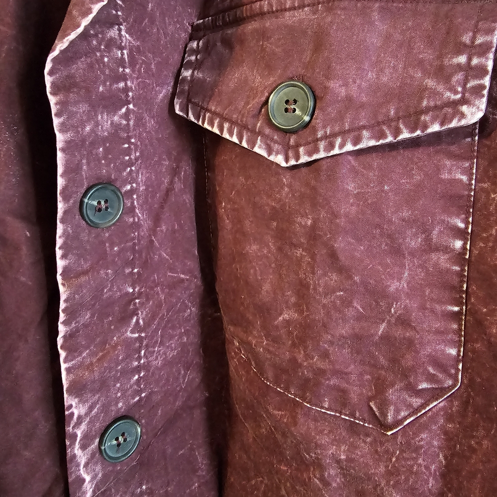 3x Zenana Outfitters Washed Maroon Button-Up Jacket